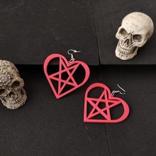 earrings heart pentagram jewelry goth alternative 3d print model - Mito3D