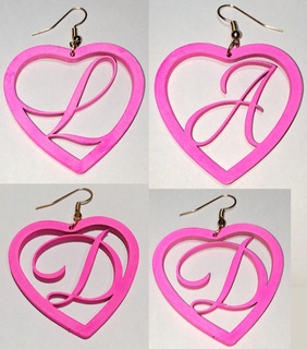 earrings key chain necklace alphabet heart a-z mdf laser cutting 3d printing wood day 3d print model - Mito3D