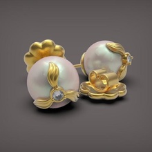 earrings pearls jewelry 3d print model - Mito3D