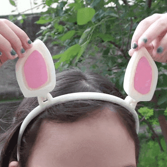 ears tiara flexi print-in-place kawaii bunny arquinho hair head art toy easter pascoa egg 3D print model - Mito3D