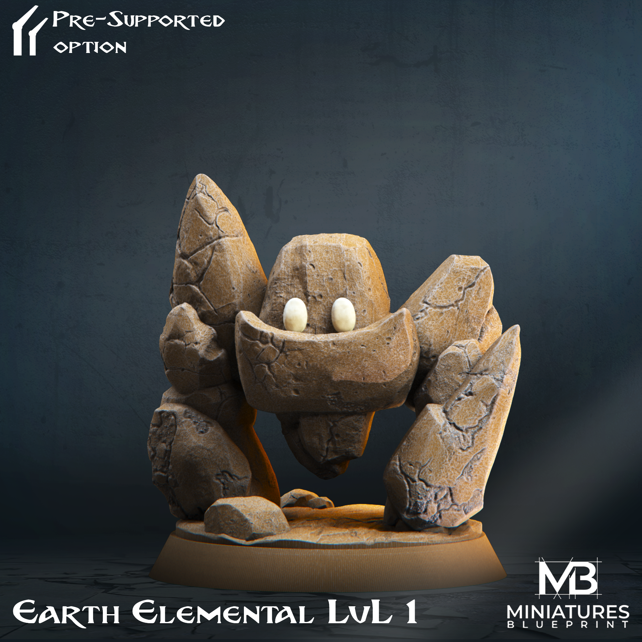 tierra elemental lvl 1 3d fantasía modular pokemon impresión rpg único agua fuego magia aire elementales guardián evolución criaturas d 3D print model - Mito3D