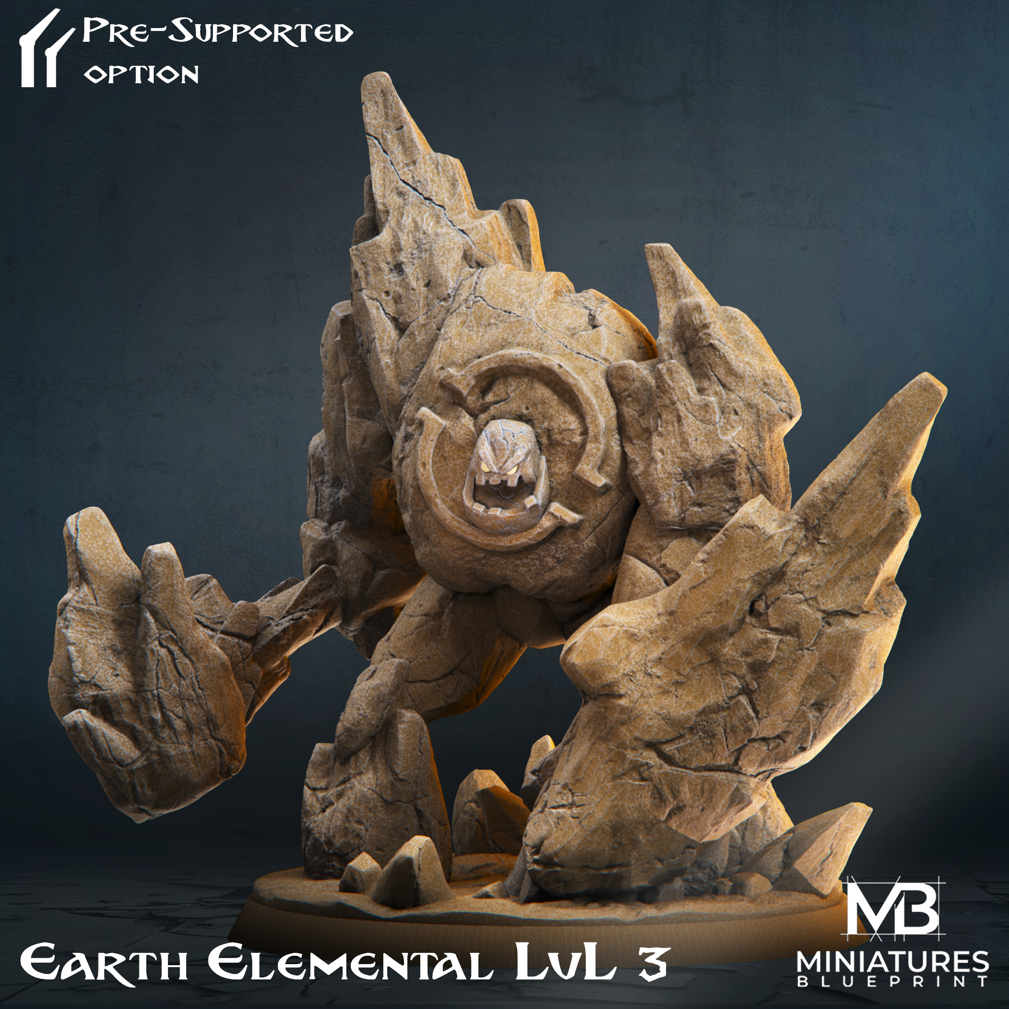 Erde elementar lvl 3 3d Fantasie modular Pokémon Drucken Rollenspiel Land einzigartig Wasser Feuer Magie Luft Elementale Wächter Evolution Kreaturen 3D print model - Mito3D