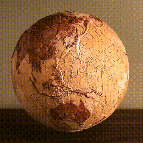 Erde puzzle Kunst 3d planet 3D print model - Mito3D