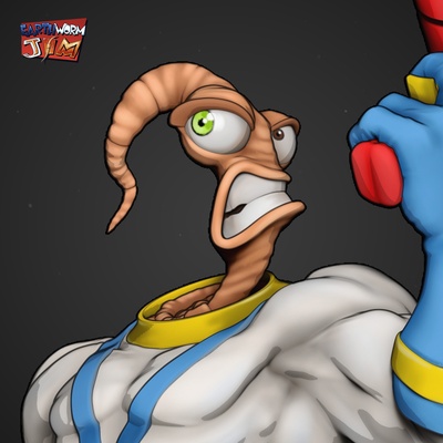 earthworm jim statue game earthwormjim toys 3dprinting 3d print model - Mito3D