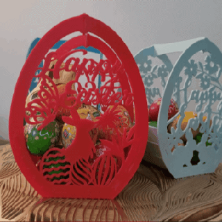 easter basket 2 bunny egg toy 3d print model - Mito3D