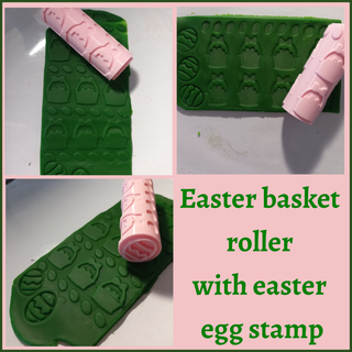 easter basket textured rollers - embossed debossed cookies pastry playdough fondant roller play-doh playdo clay baking egg 3d print model - Mito3D