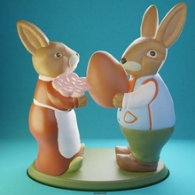 easter bunnies robert martha sculpture 3d print model - Mito3D