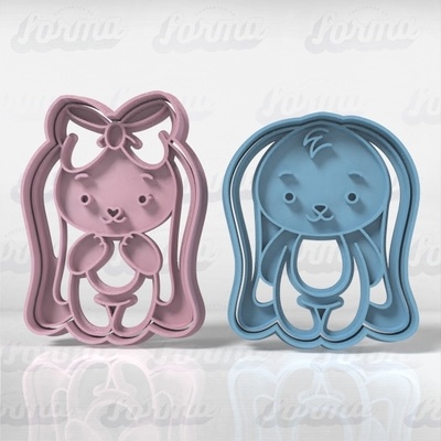 easter bunnies set x 2u - cookie cutter mini topper muffins cake cookies ice pop keychain key rings candy bar cupcake picada stirrers stick mixer molds cutters 3d print model - Mito3D