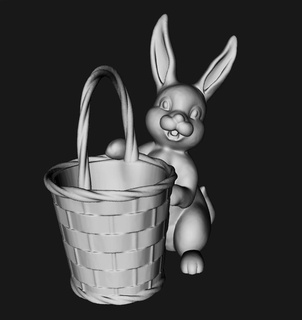 easter bunny rabbit basket egg candy gift holiday bowl present chocolate 3d print model - Mito3D