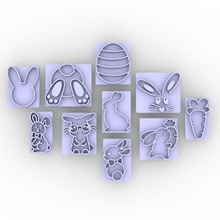 Paskalya tavşan di pul Ayarlamak paketlemek pullar çocuklar beyler kurabiye kalıbı 3d print model - Mito3D