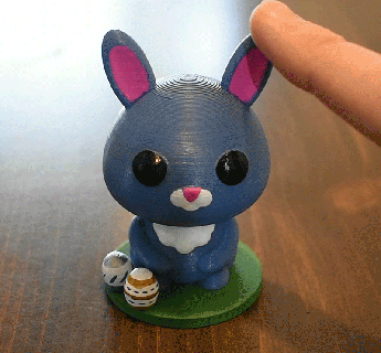 easter bunny bobblehead - support free rabbit animal bobble head flex bounce toy gift desk cor pet cute wobble display 3d print model - Mito3D