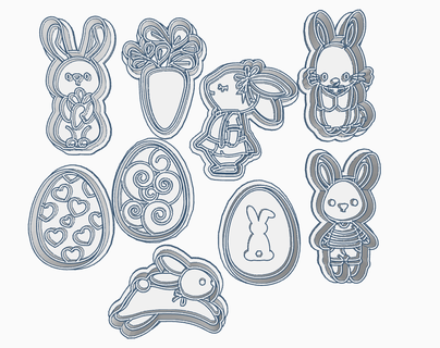 easter bunny cookie cutter cutters rabbit 3d print model - Mito3D