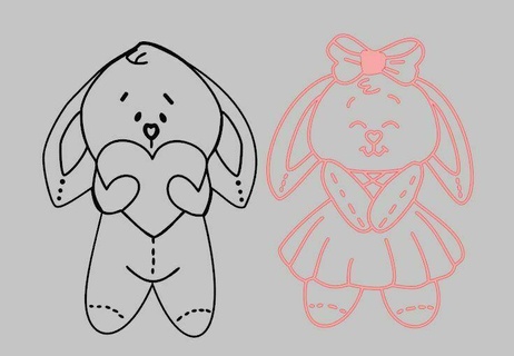 easter bunny couple cookie cutter Various 3d print model - Mito3D