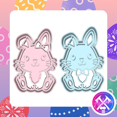 easter bunny couple cookie cutters cutter rabbit holiday egg decoration bakery pastry shop fondant mass valentine's day 3d print model - Mito3D