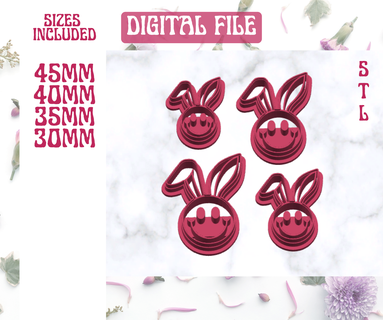 easter bunny happy face polymer clay cutters earrings cutter earring 3d print model - Mito3D