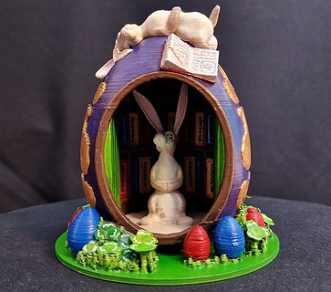 easter bunny library easter bunny library rabbit animal sleeping  3d print model - Mito3D