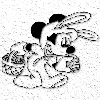 easter bunny mickey mouse wall art egg decor holiday sunday disney rabbit character cartoon 2d home low poly easterxcults 3d print model - Mito3D