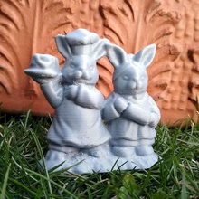 easter bunny pair art scans replicas japanese 3d scan 3d print model - Mito3D