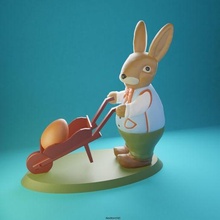 easter bunny robert egg cart sculpture 3d print model - Mito3D