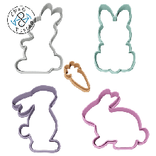 easter bunny silhouette collection set - cookie cutter fondant polymer clay gadget carrot pastry baking birthday 3d print model - Mito3D