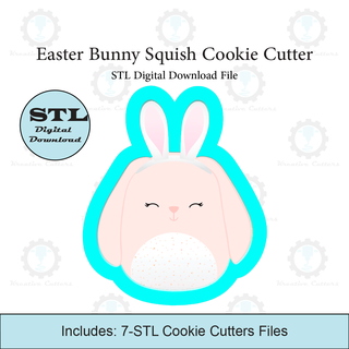 easter bunny squish cookie cutter stl file rabbit cutters mallow 3d print model - Mito3D