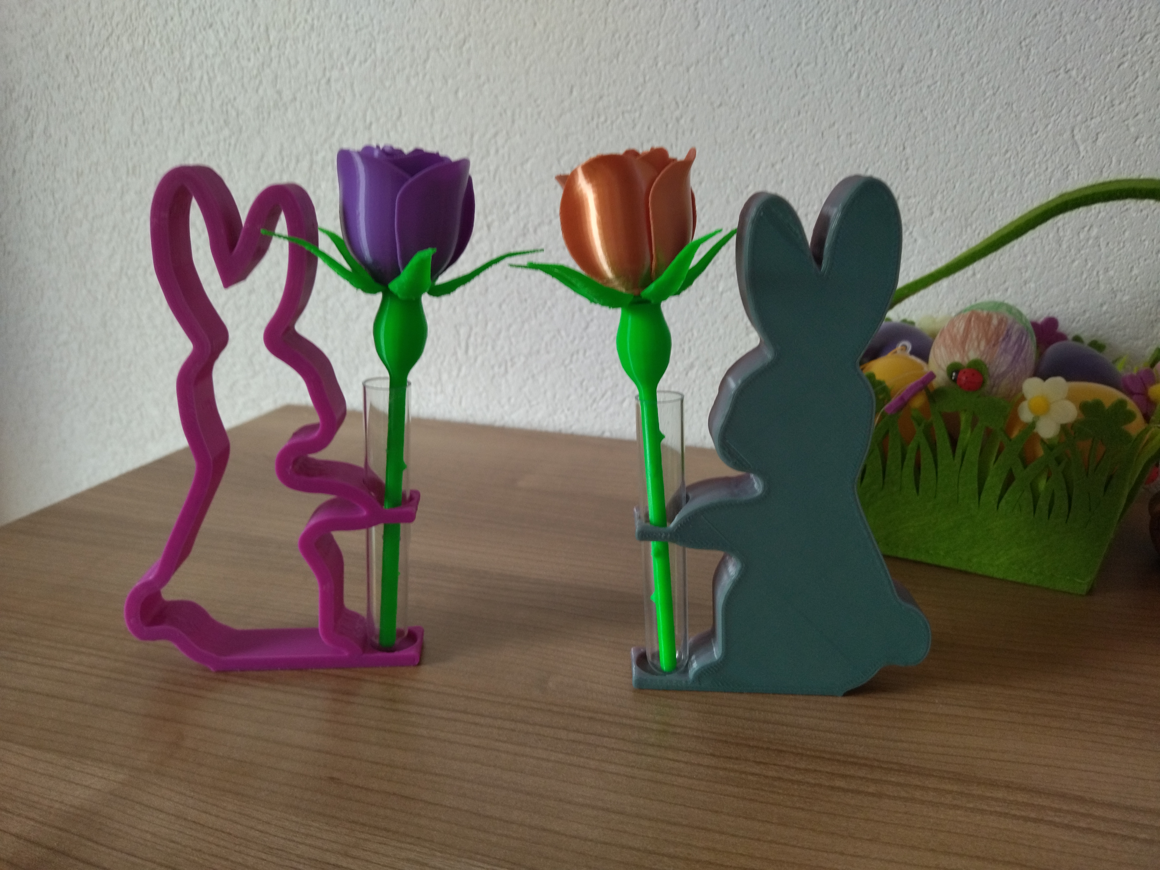 Pâques lapin tester tube Oeuf fleur 3D print model - Mito3D