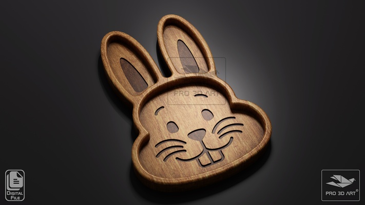 easter bunny tray - cnc files wood svg dxf eps ai pdf egg eggs stl carving dish file bundle pack holiday 3d print model - Mito3D