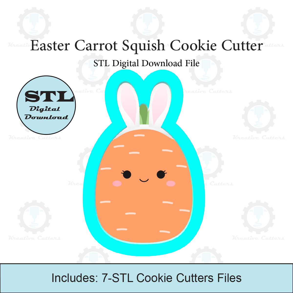 easter carrot squish cookie cutter stl file Home bunny squishmallow 3D print model - Mito3D
