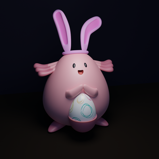 Pasqua chansey Pokemon uovo uova coniglietto rosa rendere giocattolo Basso poli arte anime charmander bulbasaur squirtle Pikachu 3d print model - Mito3D