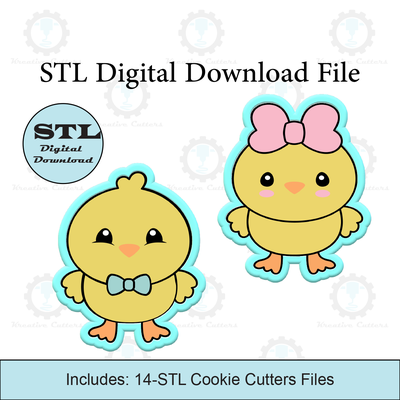 easter chicks cookie cutter stl file cutters chick 3d print model - Mito3D