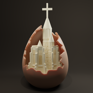 Pasqua Chiesa statua uovo cristiano tavolo superiore casa camera decorazione giocattolo regalo attraversare 3d print model - Mito3D