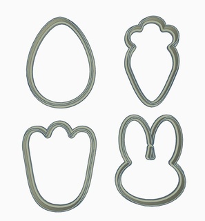 easter cookie cutter set Various bunny carrot paw egg 3d print model - Mito3D