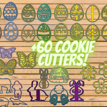 easter cookie cutter set 60 eastereggs easterbunnys animals flowers 3d print model - Mito3D