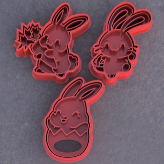 easter cookie cutter set bunny pack cookiecutter cutting mold fondant stamper stamp rabbit egg 3d print model - Mito3D