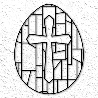 Pâques traverser Oeuf mur art décor église lapin vacances dimanche prière printemps religion faible poly Accueil maison 2d religieux cultes pâques 3d print model - Mito3D
