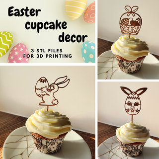 easter cupcake toppers 3stl topper cupcakes bunny food decoration table muffin basket egg 3d print model - Mito3D