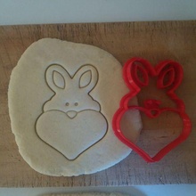 easter bunny face heart cookie cutter 10cm cookies rabbit carrot egg 3d print model - Mito3D
