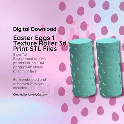 easter egg 1 texture roller digital file- stl - embossed debossed included earring clay cutter polymer geometric hexagon utterlycutterly utterly cutterly cookie fondant organic shape indie fashion 3d print model - Mito3D