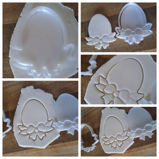 easter egg bow cookie cutter plus stamp cutters bunny religious clay 3d print model - Mito3D