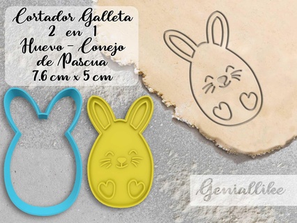 easter egg bunny heaster rabbit cookie cutter cokkie cutters 3d print model - Mito3D
