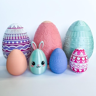 easter egg collection twist lid bonus dino Art bunny holland spring eggs treat candy basket patterned tulip hunt gifts 3d print model - Mito3D