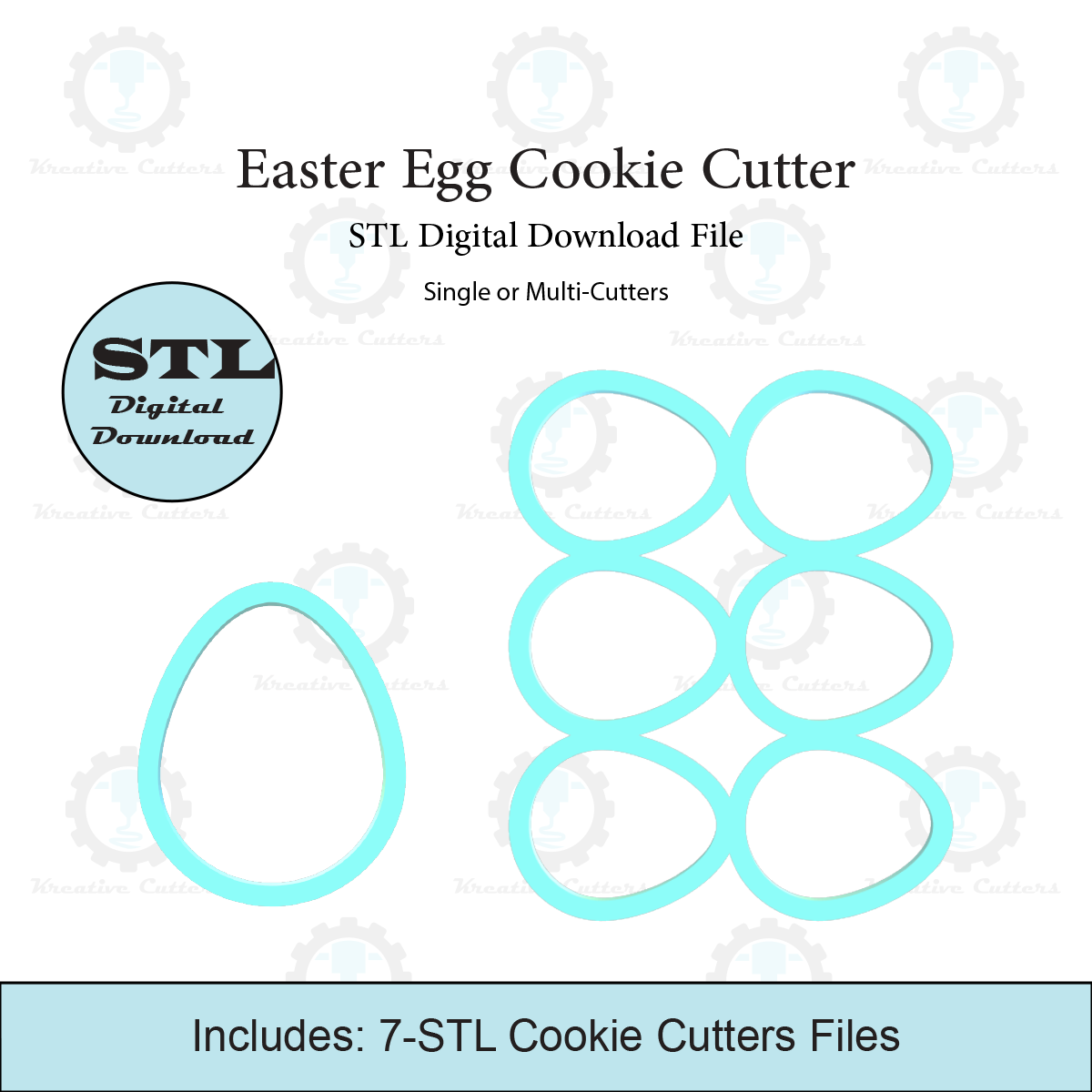 easter egg cookie cutter multi stl file Home 3D print model - Mito3D