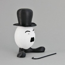easter egg gentleman Kunst bowler-Hut cane Augenbrauen Schnurrbart 3d print model - Mito3D