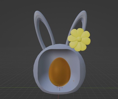 easter egg inside bunny face flower easter bunny egg flower  3d print model - Mito3D