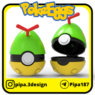 Pascua Resurrección huevo pokebolas caterpie pokemon pokebola golosinas 3d print model - Mito3D