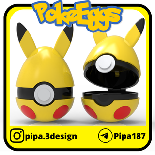 Pâques Oeuf pokeballs Pikachu Pokémon pokeball cadeau 3d print model - Mito3D