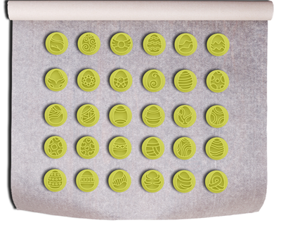 Pasqua uovo francobollo impostato include 30 unico disegni Inserisci personale toccare tratta caramella goffratrice muffe cottura utensili dolce decorazioni fabbricazione festa favori Fai idee ea 3d print model - Mito3D