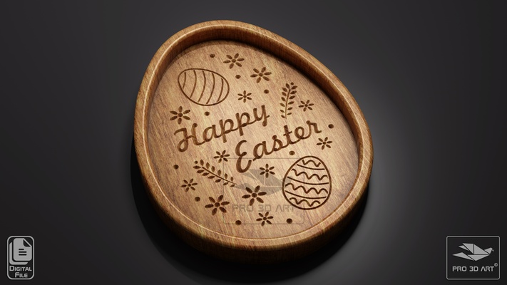 easter egg tray - cnc files wood svg dxf eps ai pdf bunny eggs stl carving dish file bundle pack holiday 3d print model - Mito3D
