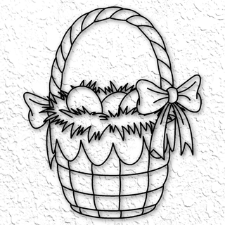 Pâques œufs panier mur art décor 2d Oeuf lapin vacances dimanche printemps poulet faible poly Accueil maison religieux cultes pâques 3d print model - Mito3D