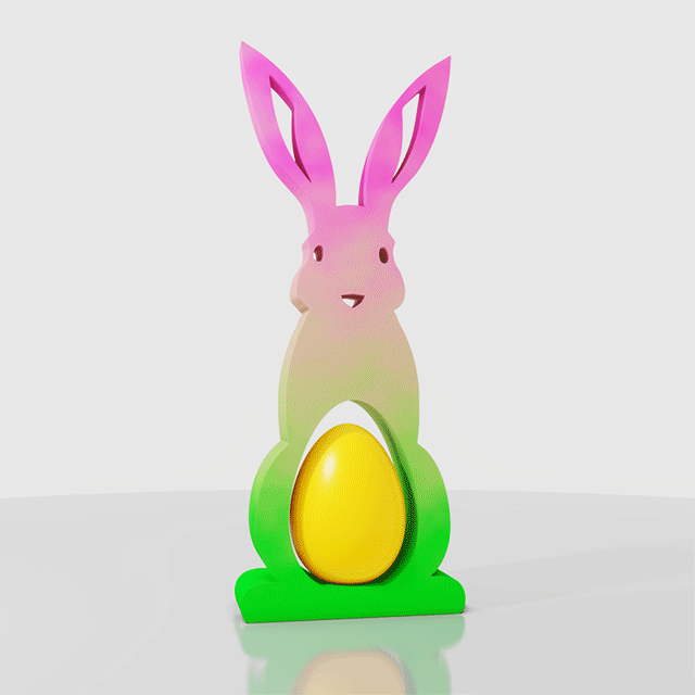 Pasqua lepre uovo titolare supporto decorazione oggetto coniglio orecchie in piedi piatto semplice arte animale vacanza festoso tavolo deco casa easterxcults 3D print model - Mito3D